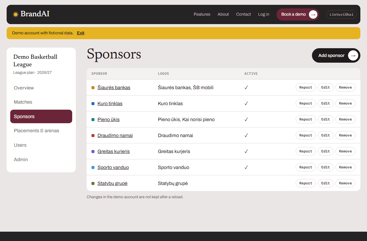 List of sponsors and logos